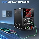 RUZIZAO 30V 10A DC Power Supply Variable CV/CC 4-Digit LED Display USB Port view 5