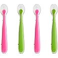 Munchkin® Gentle™ Silicone Spoons, 4 Pack, Pink/Green
