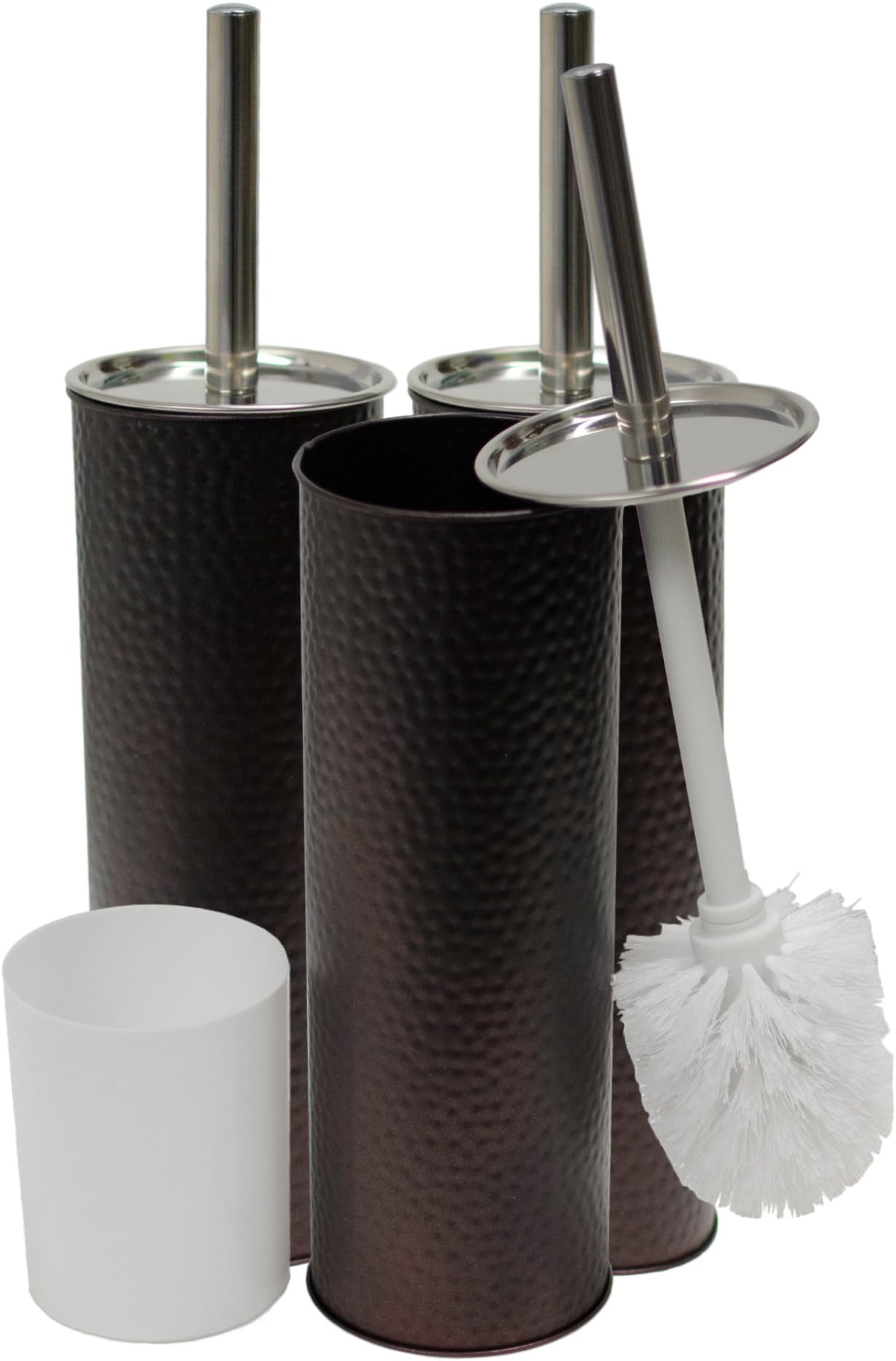 Oasis Collection Toilet Brush & Holder TB029847, Oil Rubbed Bronze Hammered - 3 Pack
