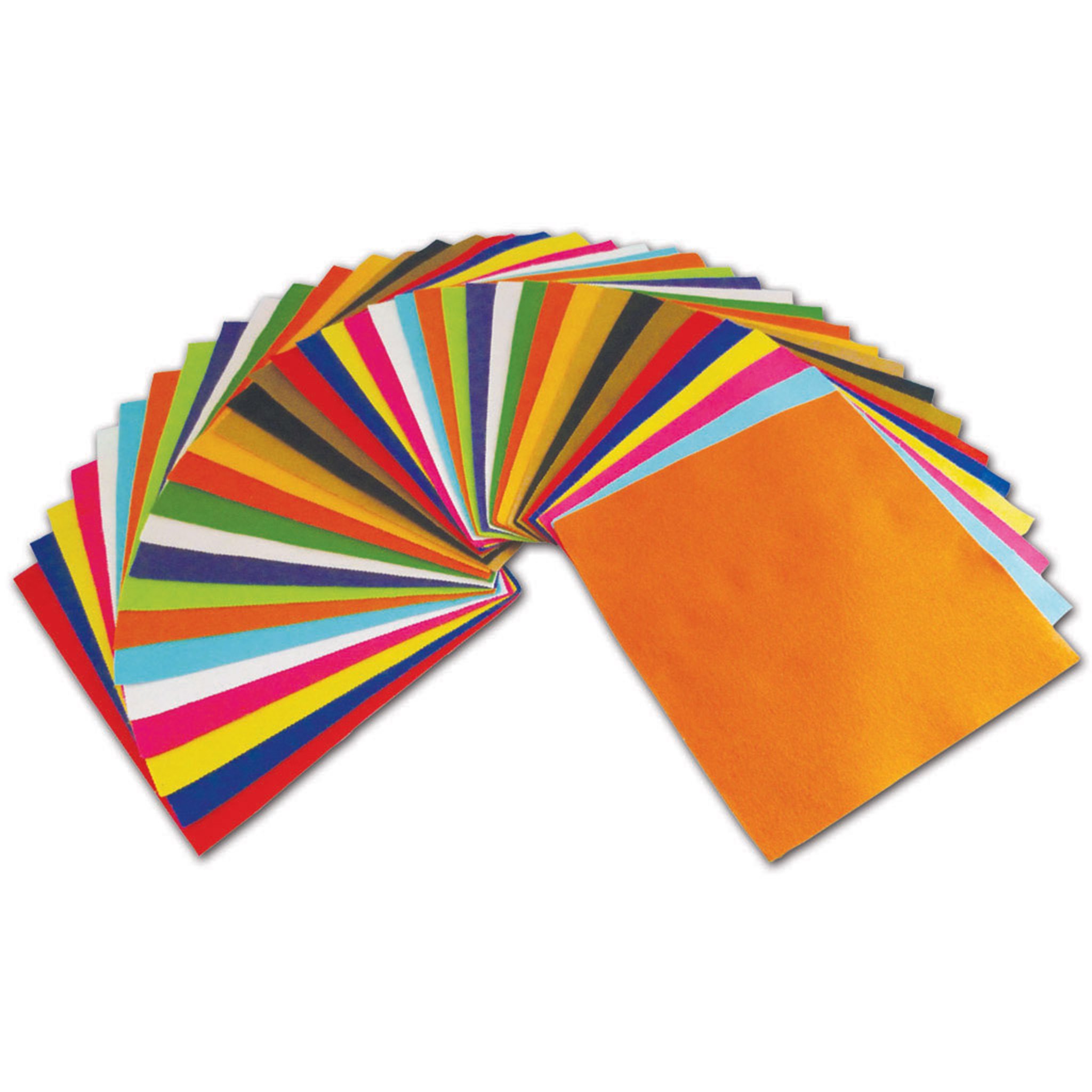 Springboard Coloured Felt Squares for Crafting - Craft Felt Fabric for Sewing - Arts and Crafts for Kids, Boys and Girls - Synthetic Wool Felt Sheets - 50-Pack - 23 x 23 cm - Assorted Colours