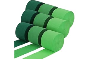 WSICSE Green Crepe Paper Streamers 9 Rolls 656ft, Green Streamers Party Decorations for DIY Gift Wrapping Christmas Wedding Holiday Party Decor, 1.77 Inch x 82 Ft/Roll
