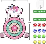 JKGIFTS 25 Inch Unicorn Dart Board Kids Toys 12 Sticky Balls Gift view 2