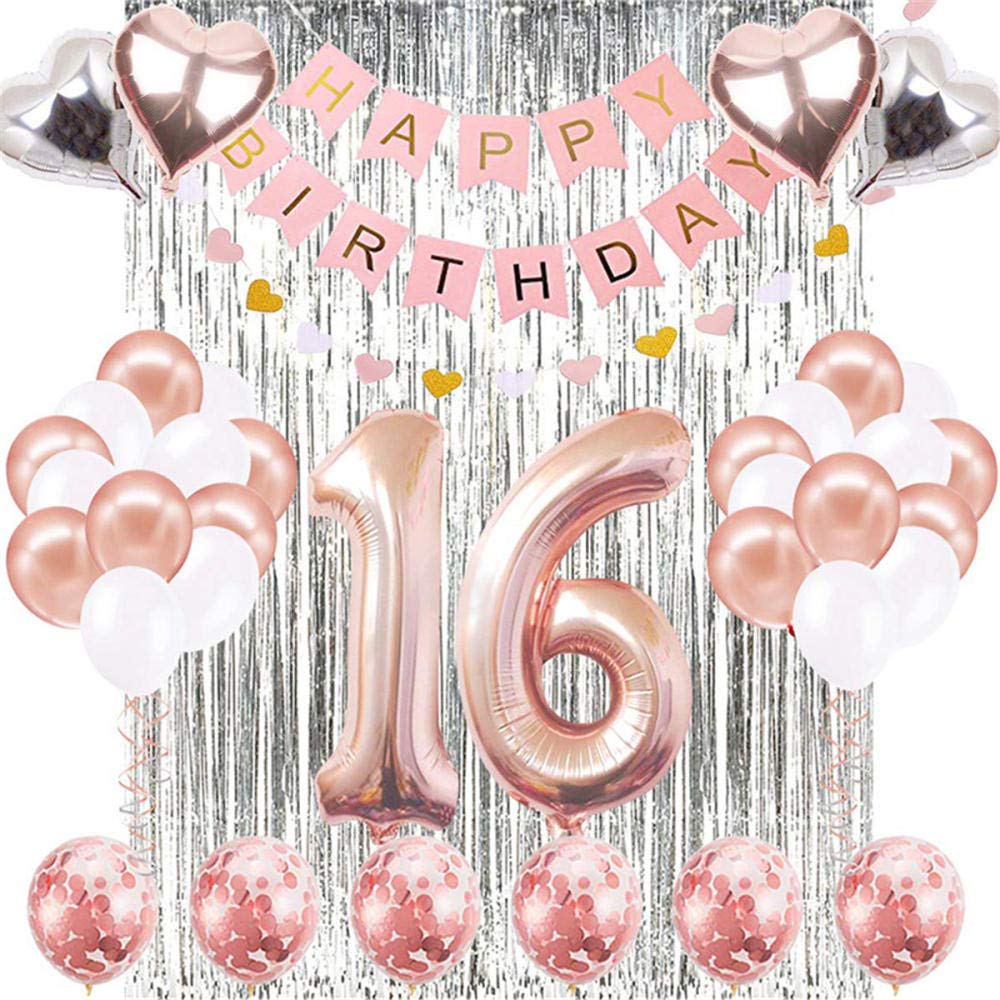 Amazon Com 16th Birthday Decorations Banner Balloon Happy