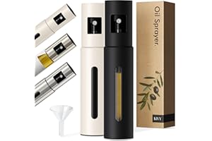 KIVY Glass Oil Sprayer (Set of 2, Black & Cream White)