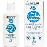 Grahams Natural Baby Eczema Body and Bath Oil - Treat Eczema & Cradle Cap, Relief for Itchy, Dry Skin - Clinically Proven Formula - For Ages 0+ Months to 12 Years (1 x 100ml)