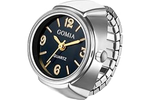 OIDEA Mens Womens Finger Watch: Elegant Round Dial Elastic Analog Quartz Finger Watch Ring Stretchy Band Easy Read Adjustable