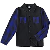 PureChapter Boys Button Down Shirt Fashion Long Sleeve Plaid Pocket Kids Clothes Fall Winter School Casual Shirt