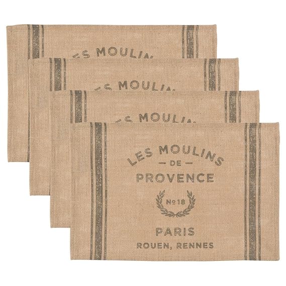 Now Designs Burlap Placemats, Les Moulins Print, Set of 4 Amazon.co.uk Kitchen & Home