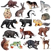 16 PCS Forest Animals Figures, Woodland Creatures Figurines, Miniature Toys Cake/Cupcake Topper Birthday Gift for Kids, Woodland Baby Shower Decorations