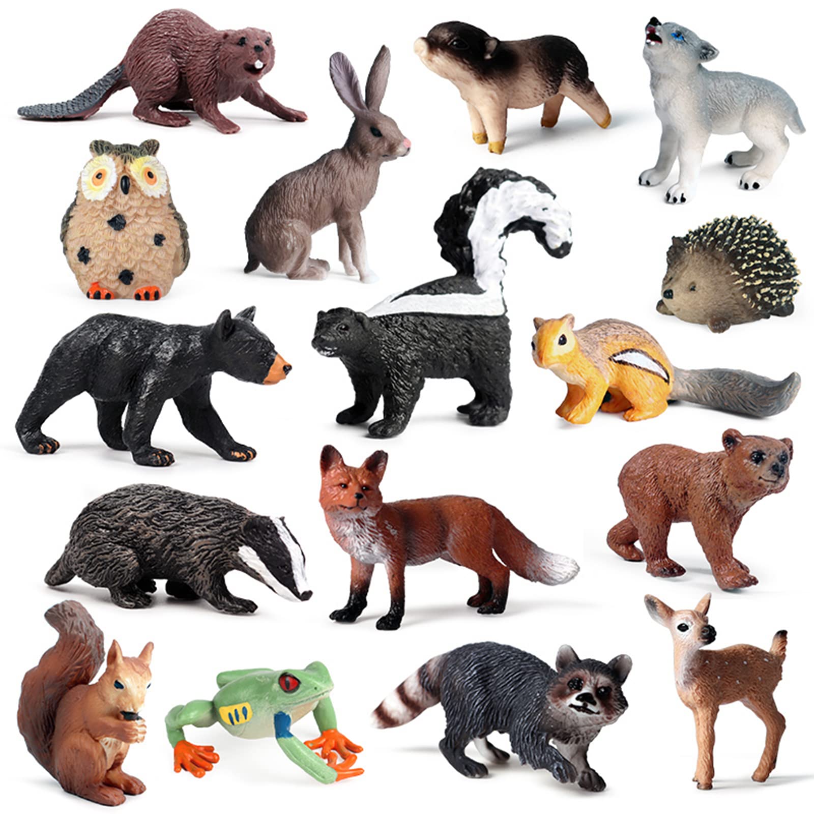 Photo 1 of 16 PCS Forest Animals Figures, Woodland Creatures Figurines, Miniature Toys Cake/Cupcake Topper Birthday Gift for Kids, Woodland Baby Shower Decorations