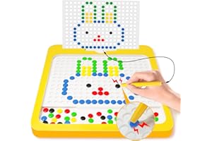 Cokzer Magnetic Drawing Board for Kids,Large Magnet Doodle Board with Dot Beads and 20 Pattern Booklets,Montessori Educational Traveling Toy for 2 3 4 5 6 Year Old Boys Girls