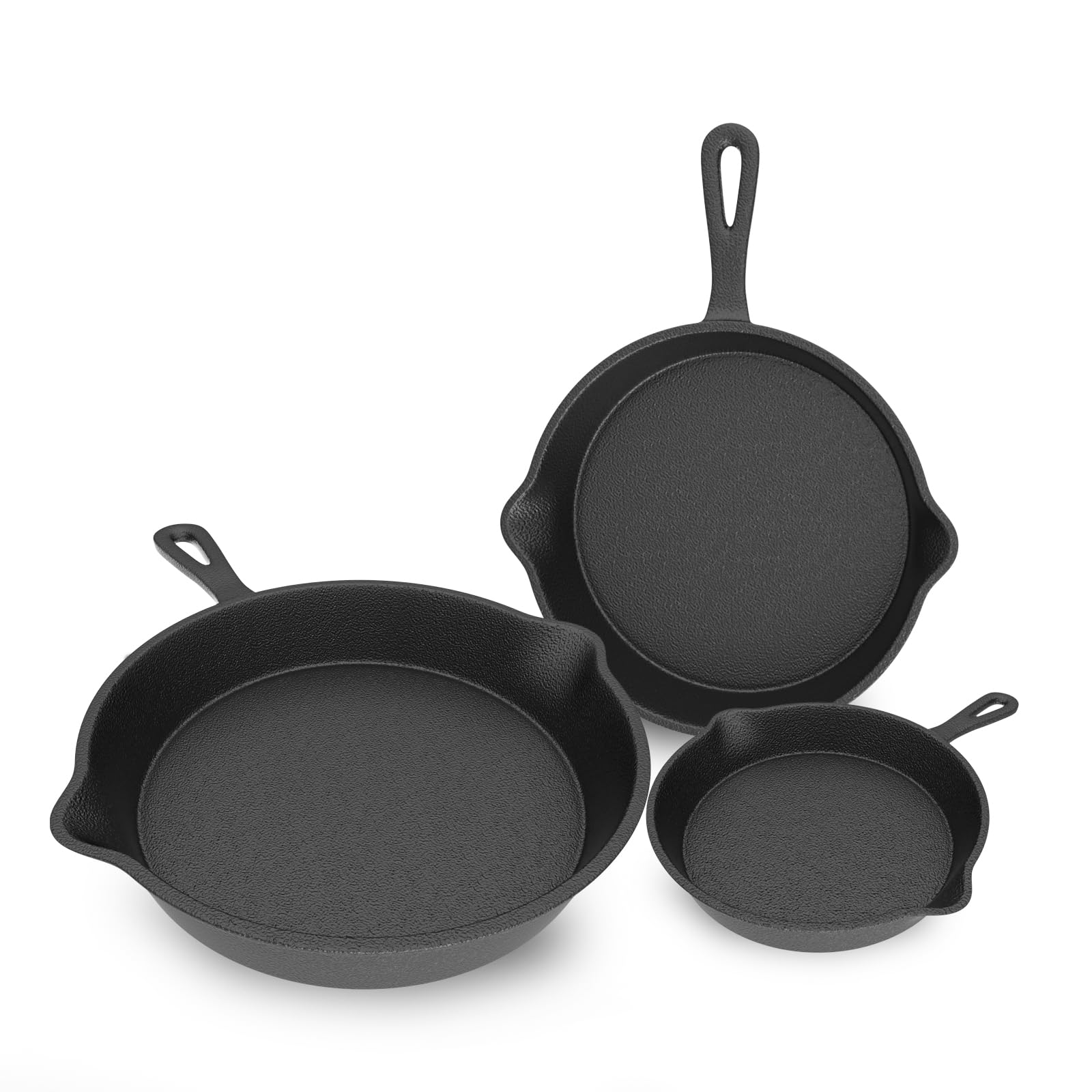 Photo 1 of Cast iron Skillets 3 Piece Set, 6", 8", 10" Pans Cookware set Cast iron Pan For Frying,Saute,Cooking,Pizza,Oven,Stove,Grill,Induction Cooktop,Gas Range
