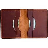 JJNUSA Handmade Distressed Men's Minimalist Leather Wallet Card Holder Wallets for Gifts style2 Brown