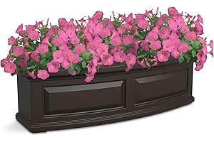 Mayne Nantucket 3ft Window Box - Espresso - 36in L x 11.5in W x 10in H - Polyethylene - Built-in Water Reservoir (4830-ES)