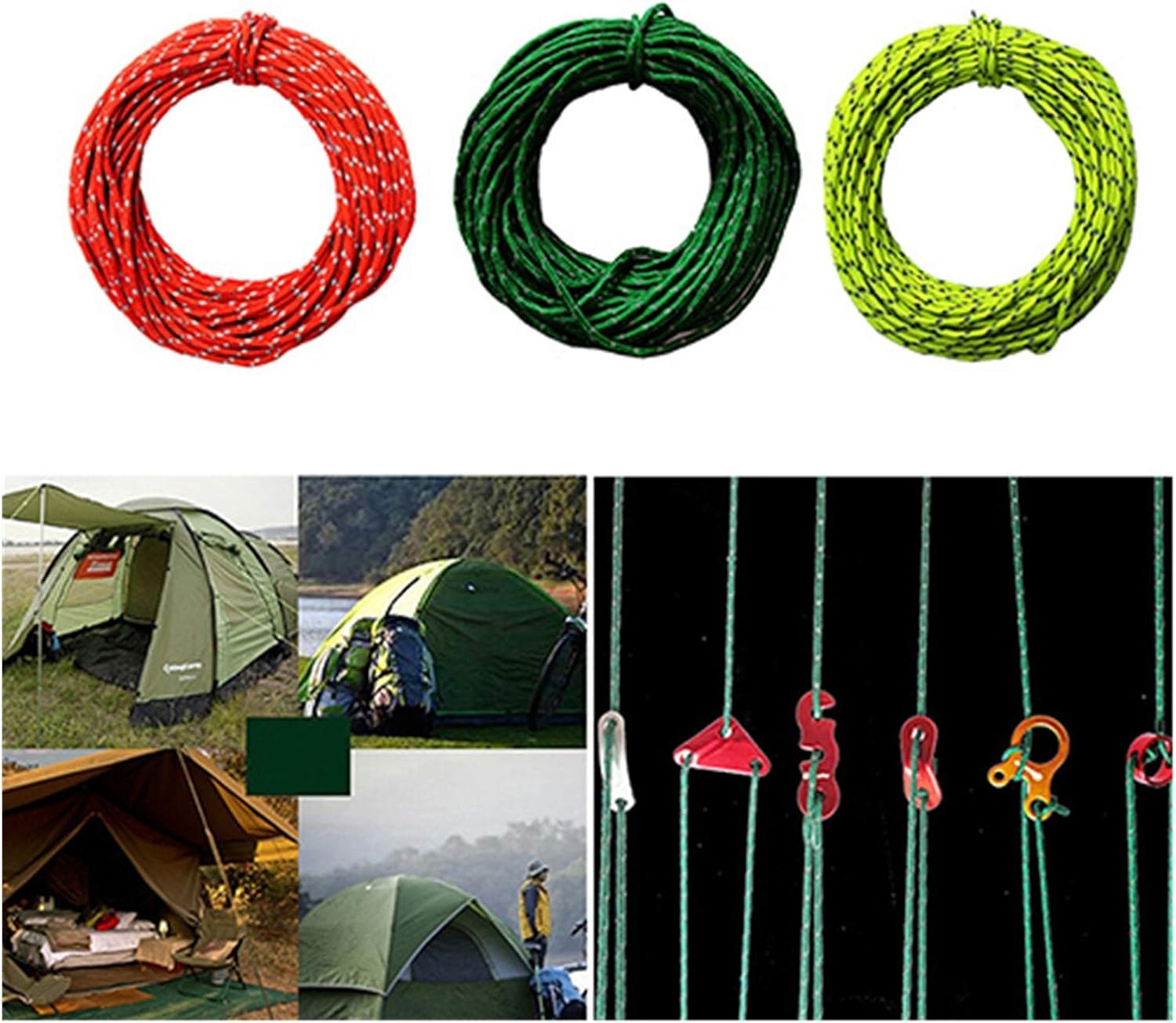 Camping rope 15M Reflective String Windproof Tent Rope Guy Line For