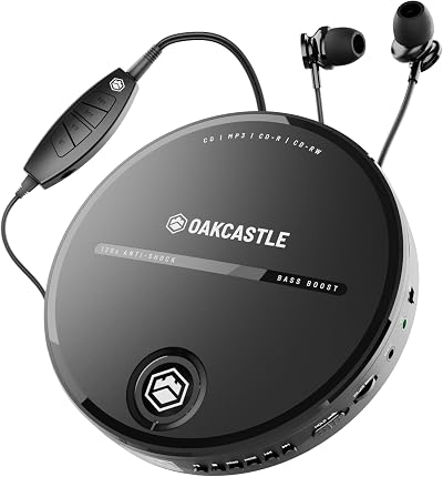 Oakcastle CD10 Portable CD Player with Earphones, 7 Hour Battery, Car AUX