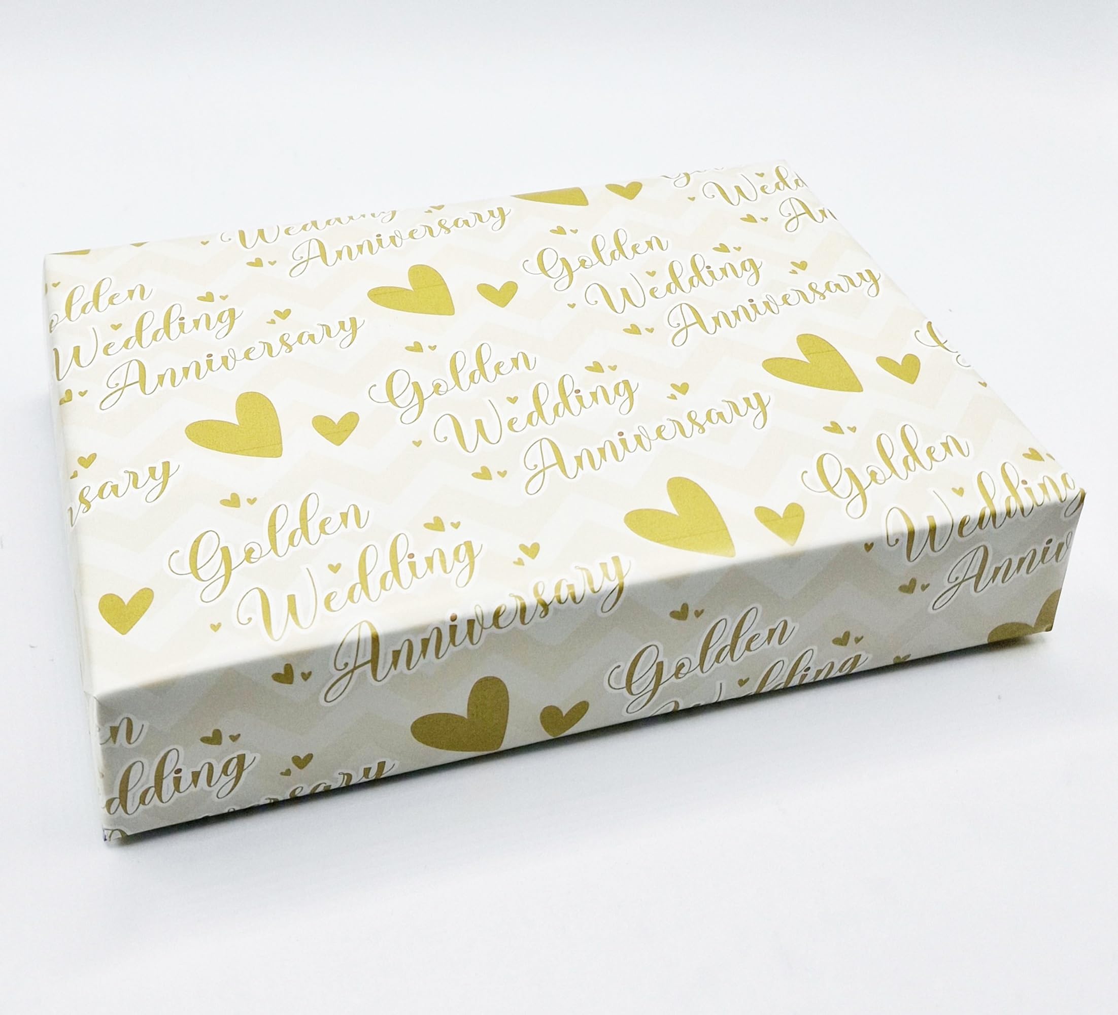 2 Sheets + 2 Matching Gift Tags 50th Wedding Anniversary Wrapping Paper Golden Wedding Anniversary Giftwrap (PA)