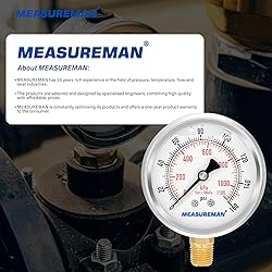 MEASUREMAN 2-1/2inch Dial Size, Oil Filled Pressure