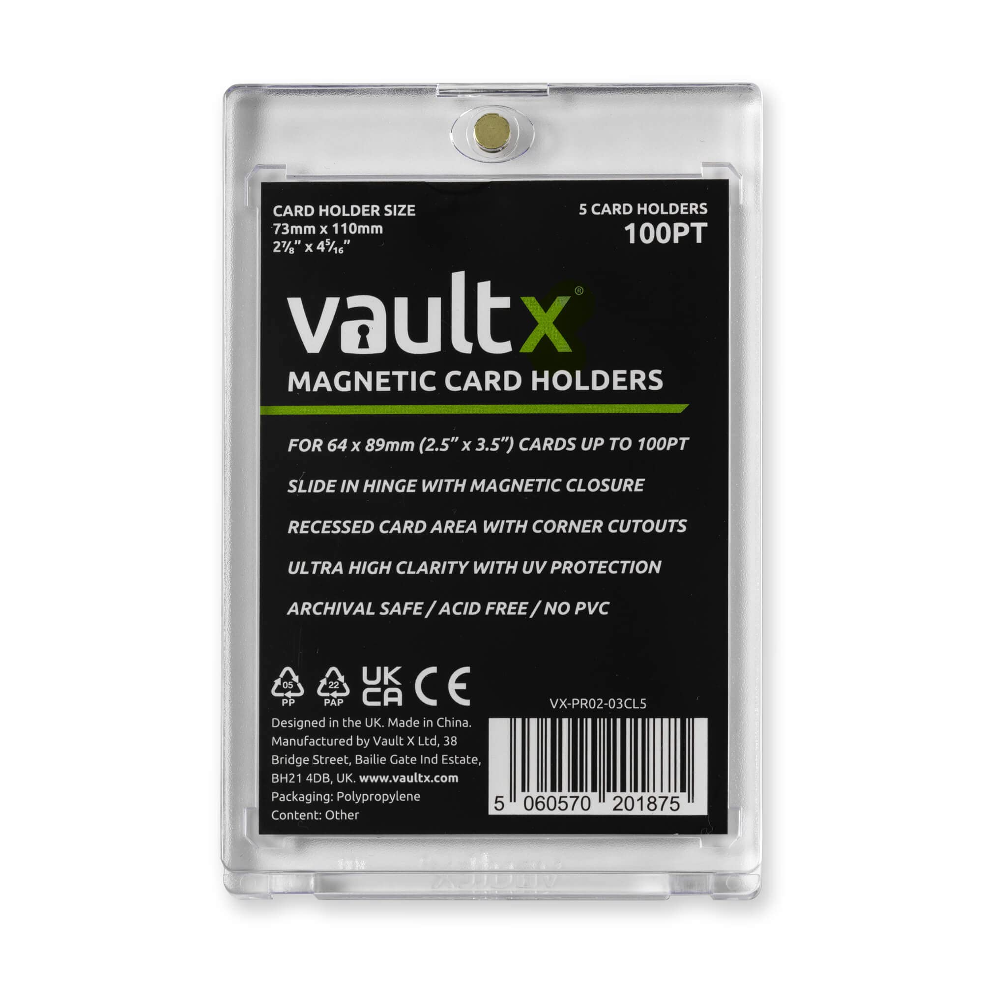 Vault X Magnetic Card Holders 100pt for Trading Cards, One Touch Hard Cases with UV Protection, Clear Display for Collectible Card Games, Sports, TCG (5 Pack) — image 1