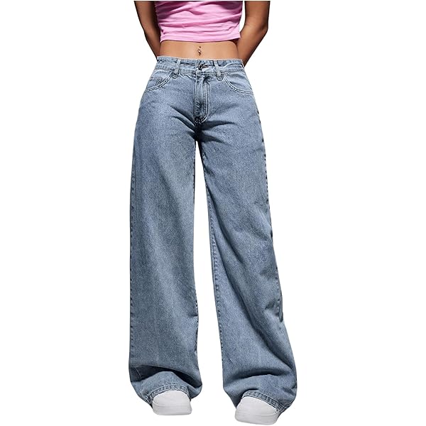 HGps8w Wide Leg Baggy Jeans for Women Super High Waisted
