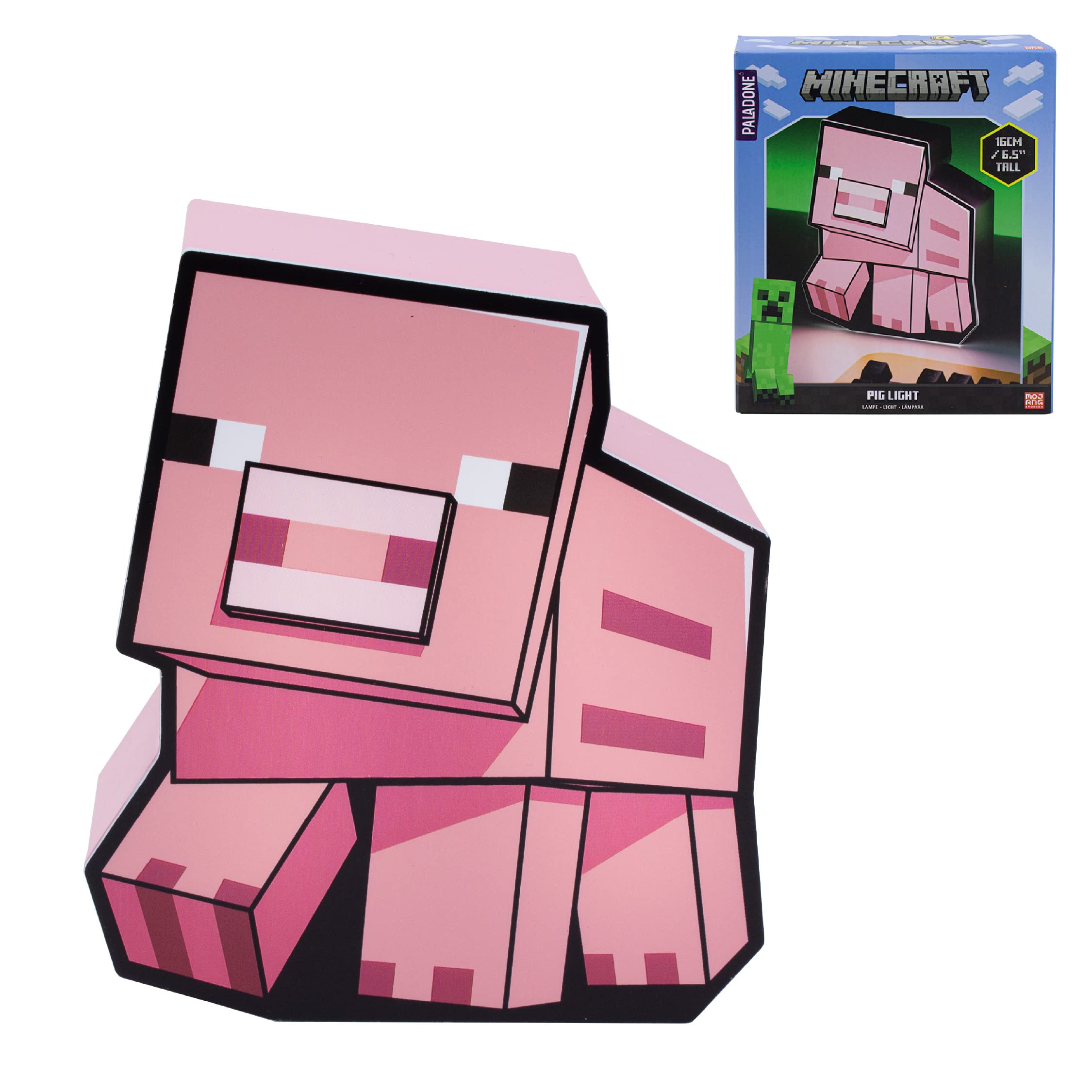 Minecraft Paladone Pig Night Light | Officially Licensed Bedroom Decor and Desk Lamp, Black (PP9466MCF)