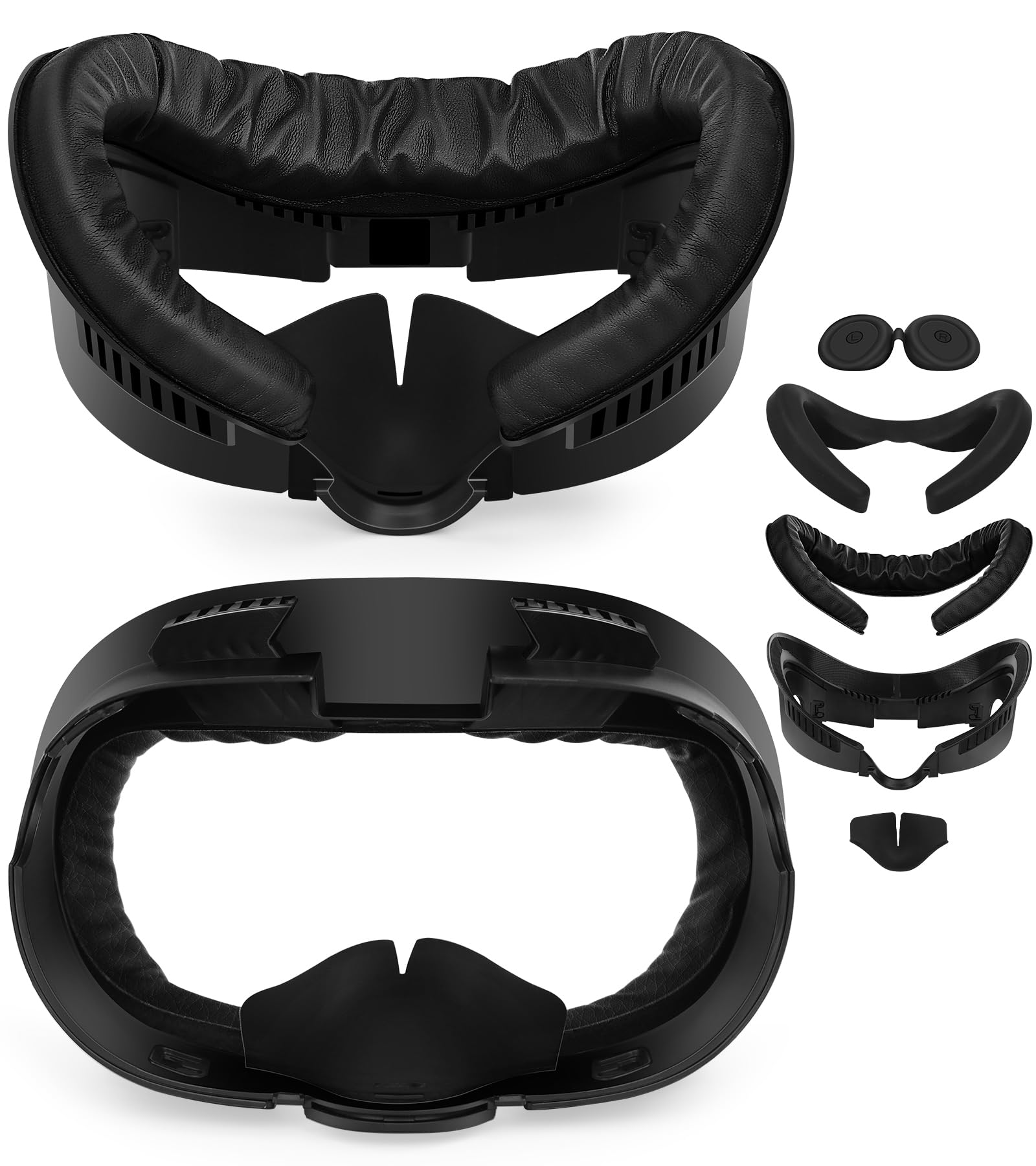 Facial Interface & Face Pad Cushion Compatible with Meta/Oculus Quest 3 Accessories, Replacement PU Leather Foam Cushion, Anti-Sweat, Anti-Leakage Silicone Face Cover, Not Fit Quest 3S