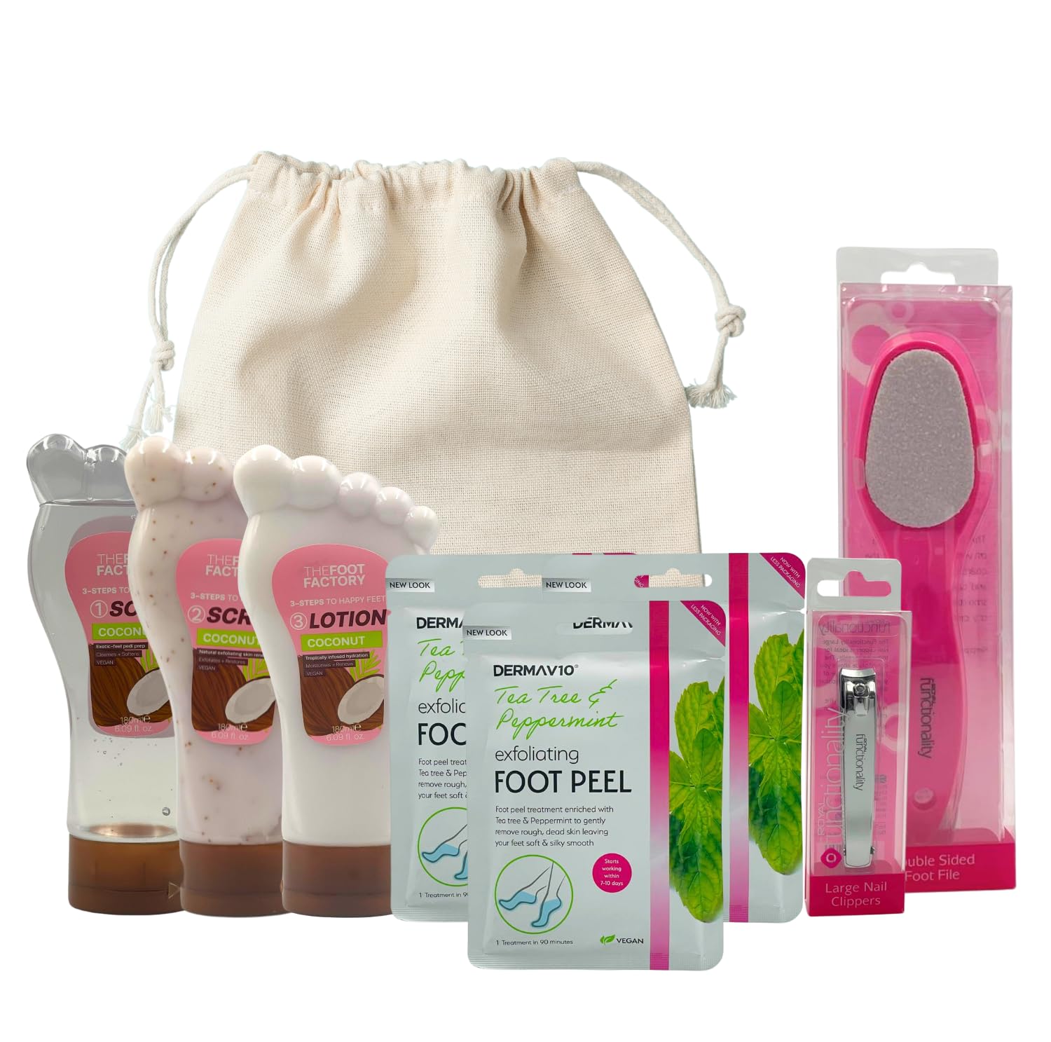 VIKINGTREAT Foot Care Kit – Exfoliating Foot Mask, Feet Peel Mask & Spa Treatment for Dry, Cracked Heels (One Size, Coconut)