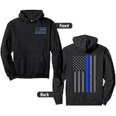 Thin Blue Line Flag Hoodie for Police Officers Pullover Hoodie