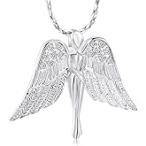 Imrsanl Cremation Jewelry with Angel Lady Charm Locket Memorial Ash Pendant - Urn Necklace for Ashes Wings Keepsake Jewelry for Women Girls
