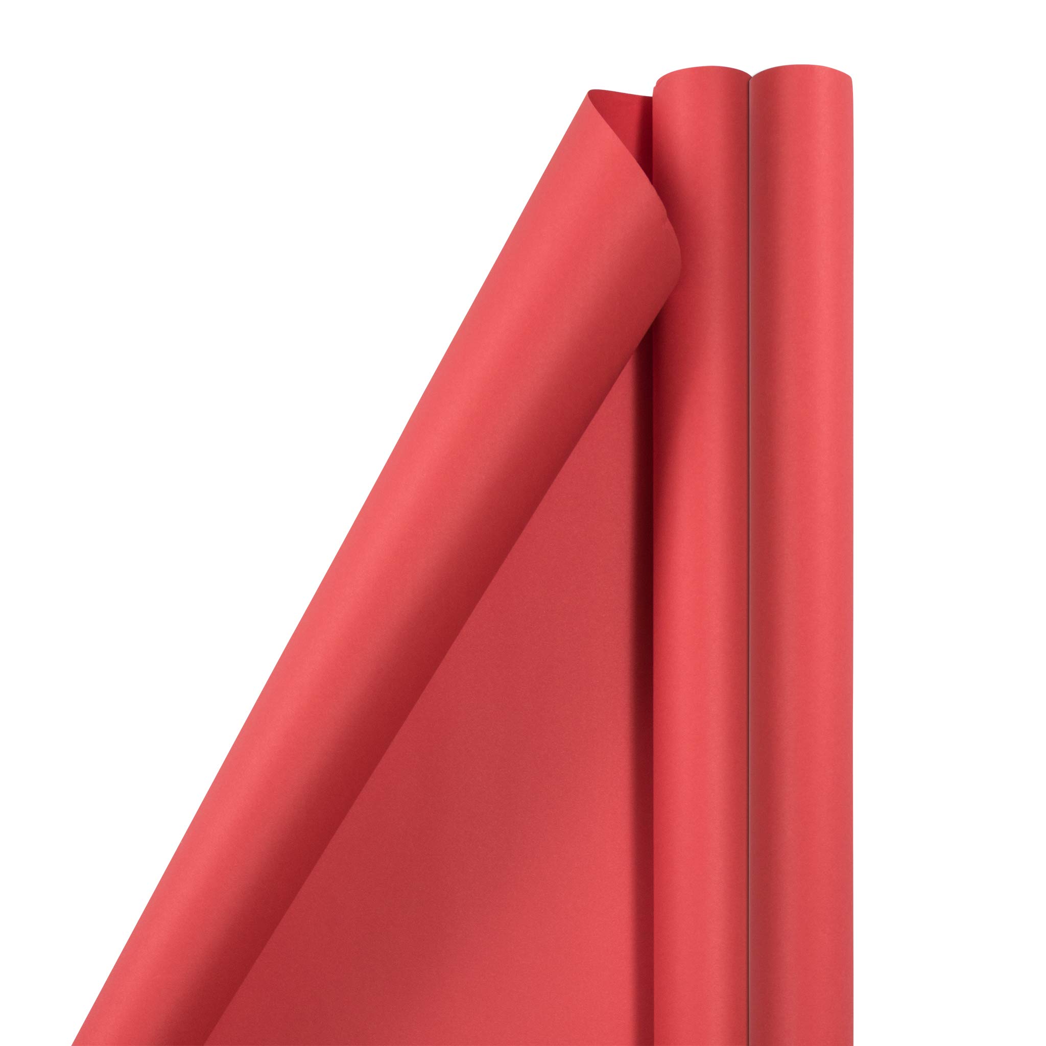 JAM Paper Gift Wrap - Matte Wrapping Paper - 50 Sq Ft Total (30 in x 10 Ft Each) - Matte Red - 2 Rolls/Pack