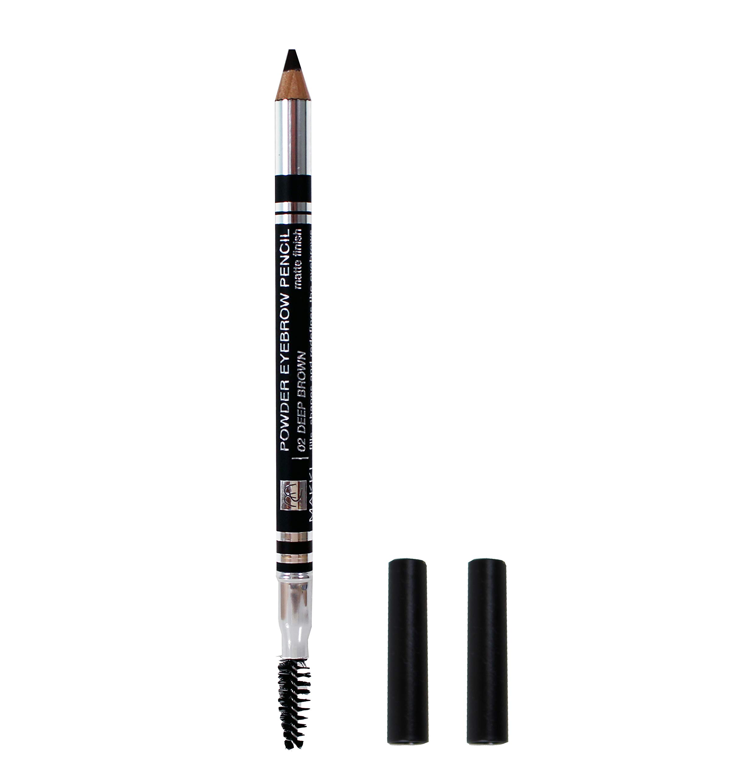Deep Brown Makki Powder Eyebrow Pencil Powdery Matte Finish for professional powder look, buildable eye brow filler definer shape and fill with spoolie brush, Ash Ashy colours