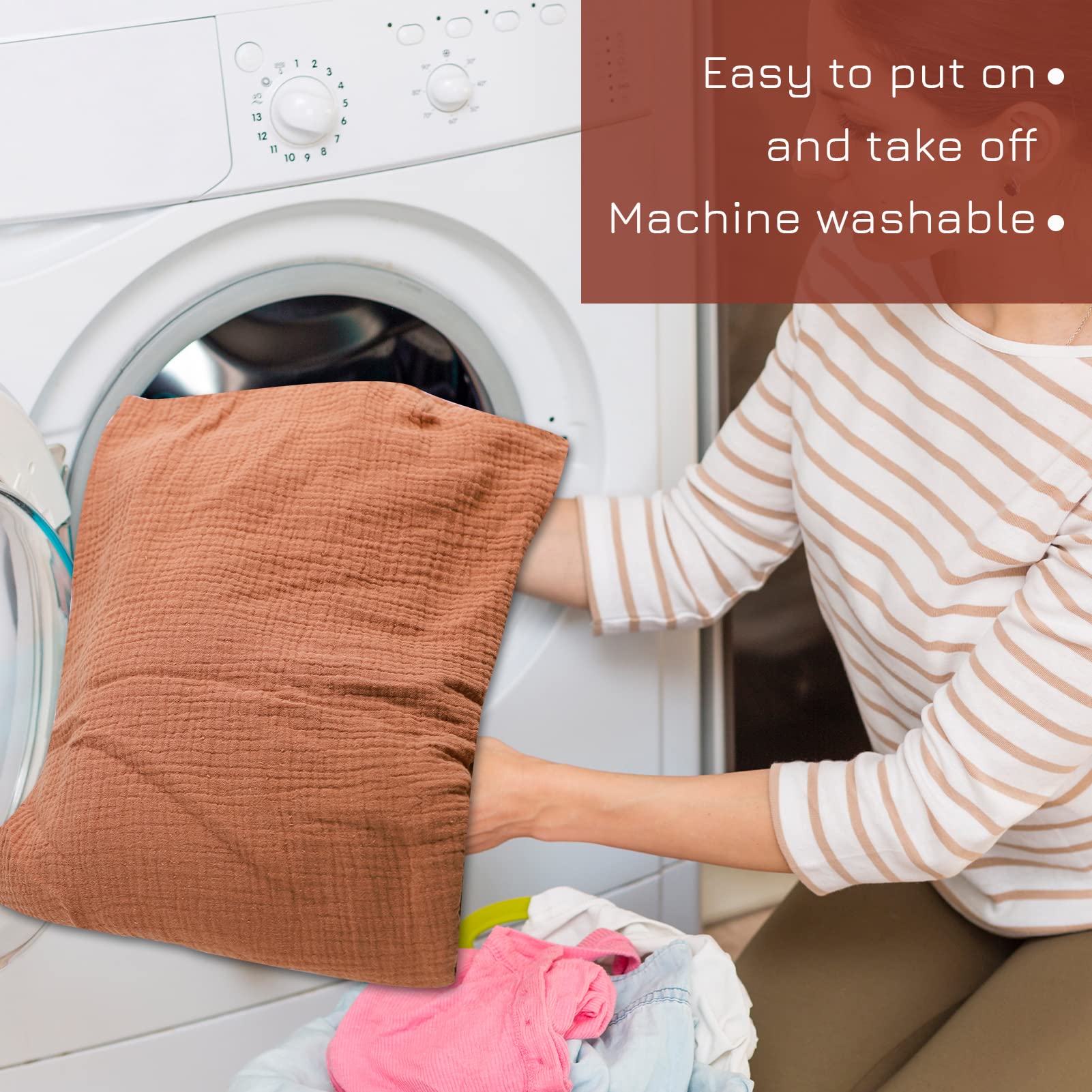 Muslin Baby Lounger Cover, Baby Padded Lounger Cover, Infant Floor Seat Cover, Organic Cotton Removable Slipcover Fits Newborn Lounger for Boys and Girls, Brown and Ginger