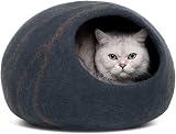 MEOWFIA Cat Cave Premium Felt Bed Merino Wool Slate Grey Medium