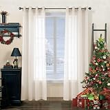 CUCRAF Net Curtains Eyelet Voile Sheer Linen 90cm Drop Pair 1.5in Rod