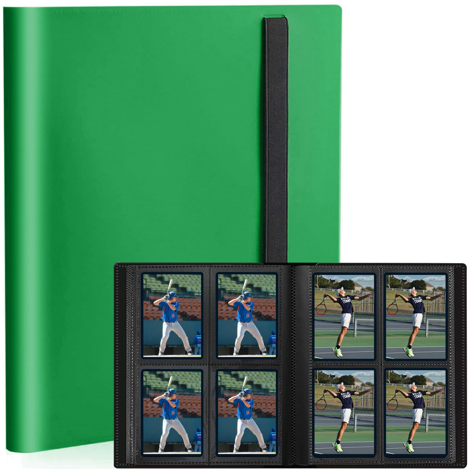 Photo 1 of Card Binder, Small Card Album with PP Waterproof Pages, 4 Pockets Trading Card Binder, Holds 160 Standard Cards, for TCG, MTG Collections Sports Cards Binder (Green)