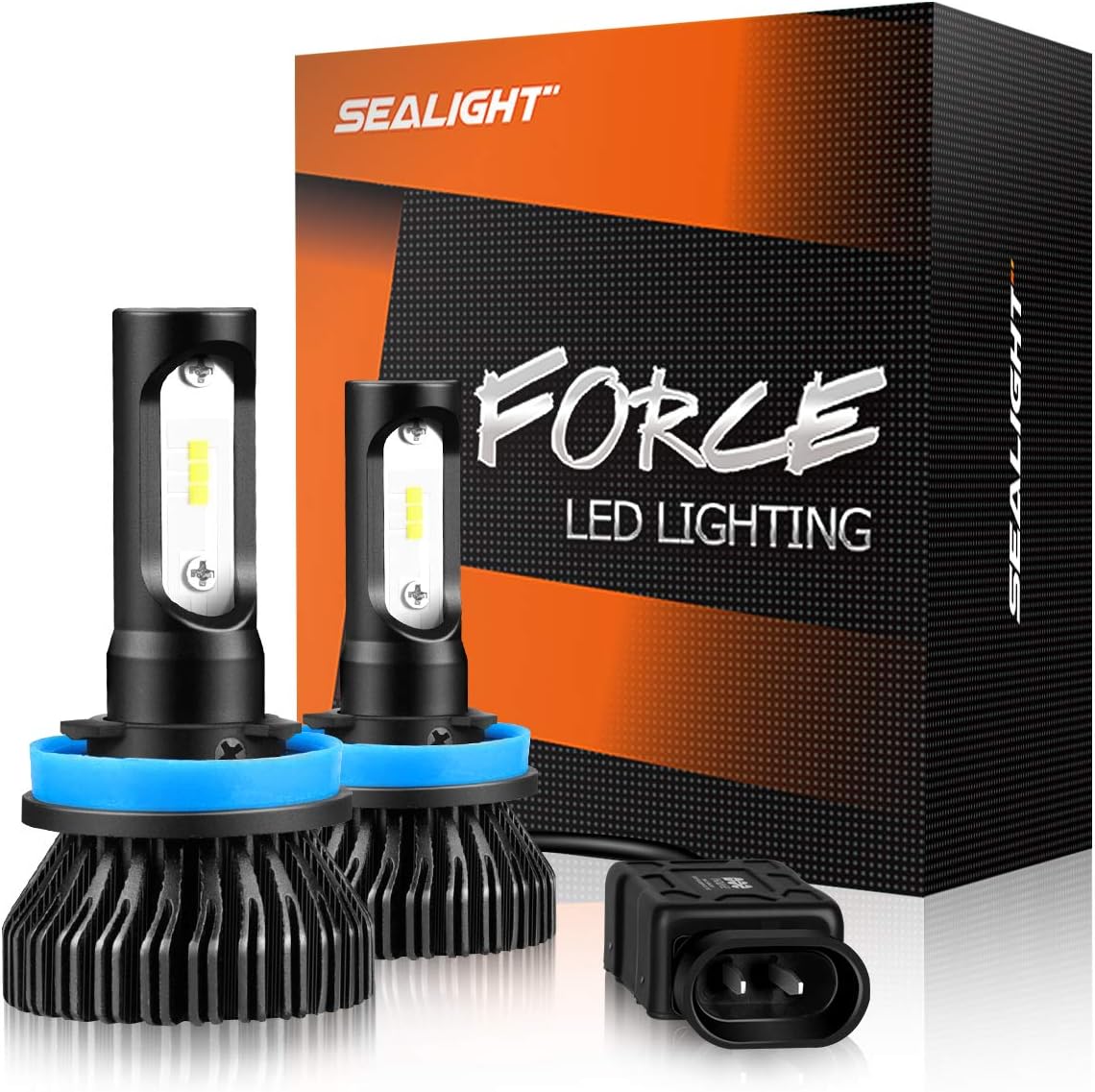 SEALIGHT H11/H16/H8 LED Fog Light Bulbs or DRL, PlugandPlay, 6000 Lumens, 6000K White, 12 CSP