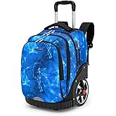WMKJDS Rolling Backpack, 55L (14.5gal) Backpack with Wheels for Business, Waterproof Backpacks with Dual Handles and Silent Large Wheels, Carry on Backpack with Laptop Compartment (Blue,22 inch)