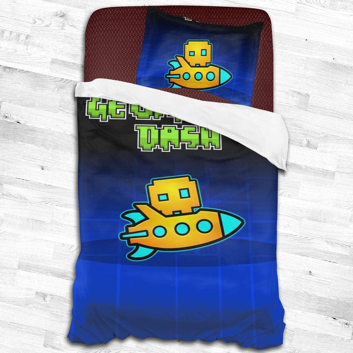 Geom-etry-Dash Comfortable Soft Microfiber 2-Piece Bedding Set Quilt Cover Pillowcases Adults Kids