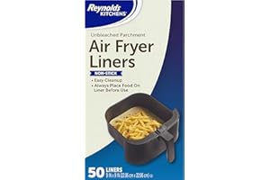 Reynolds Kitchens Air Fryer Liners Disposable, Unbleached Parchment Paper Sheets, 50 Count