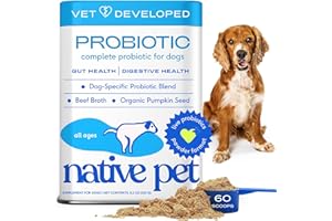 Native Pet Probiotics for Dogs - Dog Probiotics Powder for Digestive Health, Gut Support, & Immune Boost – Vet-Formulated Powder for Maximum Potency with Digestive Enzymes & Prebiotics - 60 Scoops
