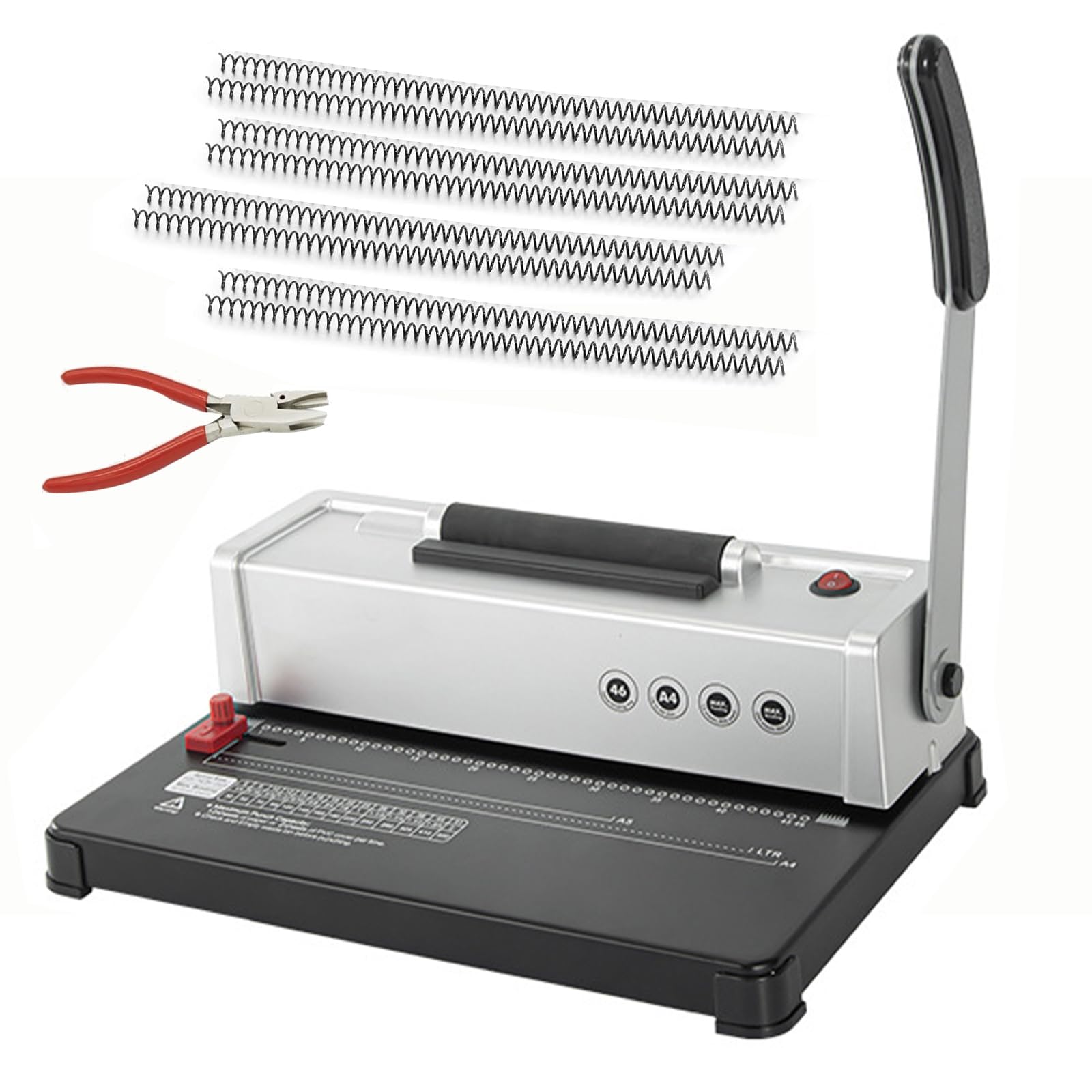 Photo 1 of Spiral Binding Machine, Hole Puncher A4/A5/Letter Size Binding Hole Punch with Adjustable and Margins, Heavy Duty Book Binding Kits with 100 pcs 5/16'' Coils, Pliers