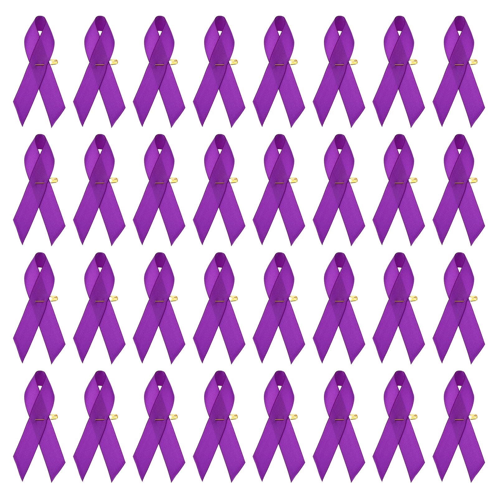 PATIKIL 50 Pieces Purple Polyester Ribbon Satin Pins, Awareness Ribbon Satin with Safety Pins