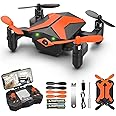 Drone with Camera Drones for Kids Beginners, RC Quadcopter with App FPV Video, Voice Control, Altitude Hold, Headless Mode, Trajectory Flight, Foldable Kids Drone Boys Gifts Girls Toys-Light Orange
