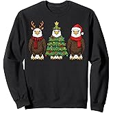 Retro Christmas Bald Eagle Bird Santa Reindeer Sweatshirt