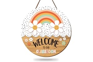 JarThenaAMCS Welcome Sign for Classroom Boho Welcome to Our Classroom Door Sign Back to School Door Hanger Wreath for First Day of School Classroom Bulletin Board Window Wall Decor