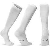 DANISH ENDURANCE Organic Compression Socks for Women and Men, Running Socks, Mens Knee High, Medias de Compresión, 1-3 Pack, White, Medium