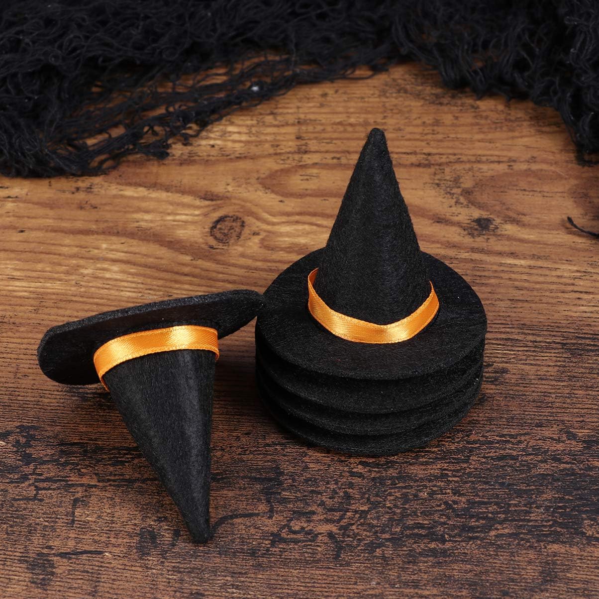 Healifty 8pcs Halloween Small Witch Hat DIY Craft Bottle Cap Wine Bottle Witch Hats Cover Table Decor for Festival Halloween Party - Image 5