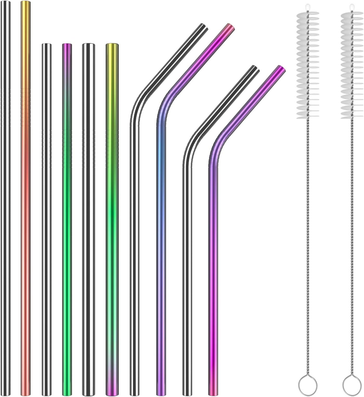 Reusable Metal Drinking Straw With Smooth, Reusable Drinking Straws for Smoothie Cold Beverage (10 set)