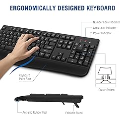 EDJO Wireless Keyboard, 2.4G Ergonomic Full Size