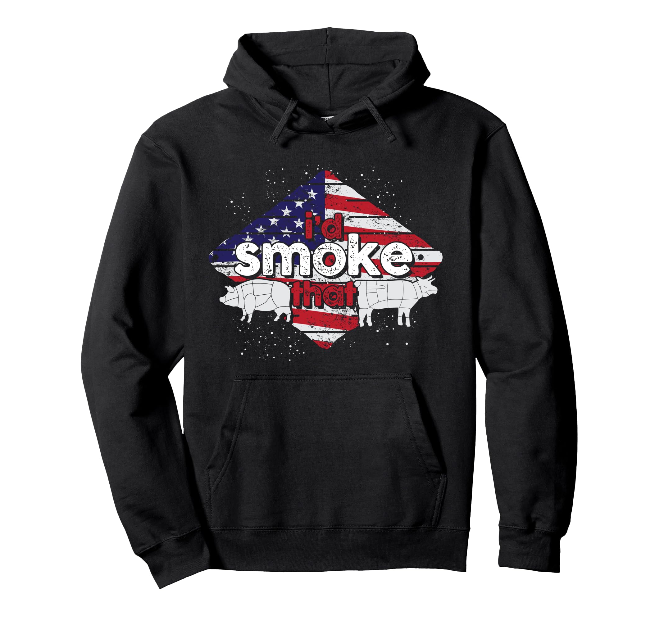 Grilling BBQ Meat USA Flag Id Smoke That Funny Barbecue Pullover Hoodie